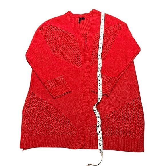 New Directions Women’s Red Open Front Cardigan - Picture 9 of 9